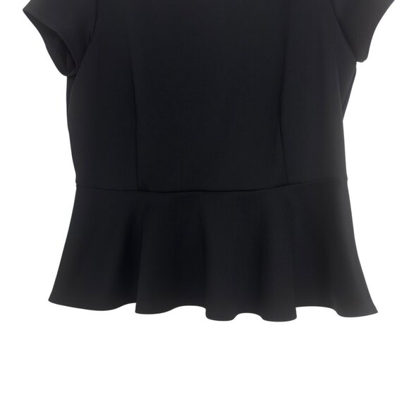Bisou Bisou Michele Bohbot Black Peplum Top XL Pulllover - Picture 7 of 10